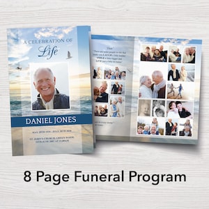Funeral program template - 8 Page Beach Memorial Program | Funeral Template | Obituary Template | Celebration of Life  | 0036