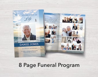 Funeral program template - 8 Page Beach Memorial Program | Funeral Template | Obituary Template | Celebration of Life  | 0036