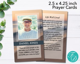 Sunset Funeral Prayer Card for Men | Funeral Template for Man | Funeral Favor for Men | Celebration of Life for Men | 0020