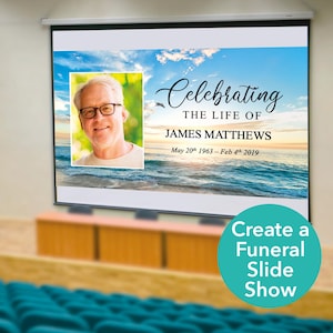 Beach Funeral Slideshow Template | Funeral Template | Celebration of Life Decor | PowerPoint presentation | Obituary Template | 0036