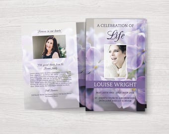 Funeral Program Template | Celebration of Life Program | Funeral Program Template Word | Obituary Template | Purple Memorial Program
