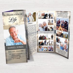 Mountain Trifold Funeral Program Template for Men | Celebration of Life | Obituary Template | Memorial Programs | Memorial Service | 0030