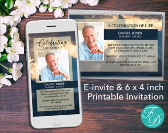 Funeral e-Invite & Invitation Card | Celebration of Life Invitation | Funeral Invitation for Man | Memorial Invitation | Funeral Evite 0001