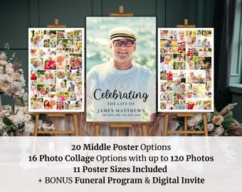 Memorial Photos, Funeral Poster Set Bundle, Canva Memorial Photo Boards, In Loving Memory Funeral Collage Set, Custom Funeral Memory Boards