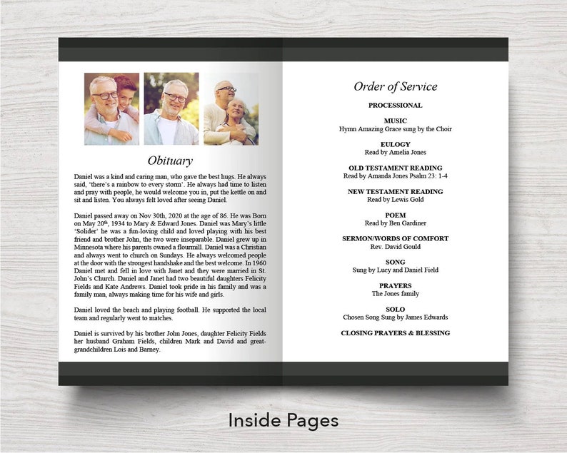 Funeral Program Template for Men Celebration of Life Program for Men Obituary Template For Men Funeral Program Template Word 0007 image 3