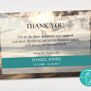 Funeral Thank You Card Mountain Funeral Thank You Note Memorial Thank You Card Celebration of Life Thank You Card 0030 image 1