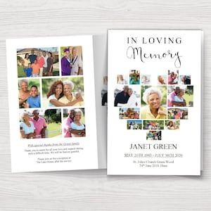 Photo Collage Funeral Program Template | Heart Celebration of Life Program | Heart Funeral Template | Memorial Program | Funeral Word | 0302