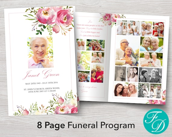 8 Page Funeral Program Template for Woman Eulogy Template | Etsy
