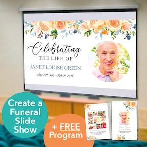 Funeral Slideshow Template + FREE Funeral Program | Funeral PowerPoint Template | Celebration of Life | Memorial Slideshow Template | 0168