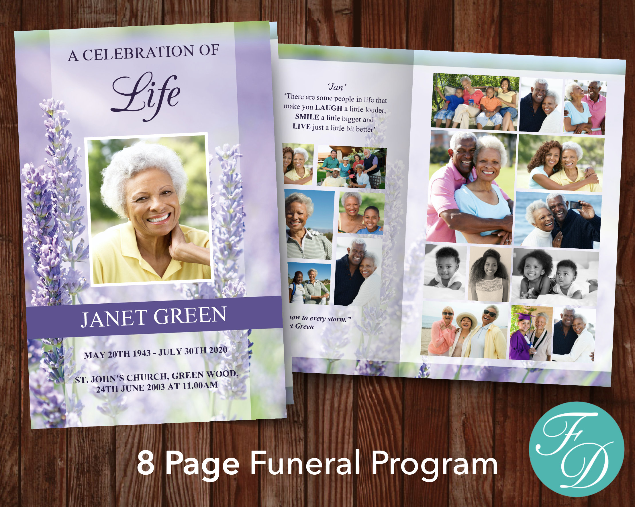 8 Page Funeral Program Template with Photo Collages 0290 Memorial 8 Page Funeral Program Template with Photo Collages 0290 Memorial