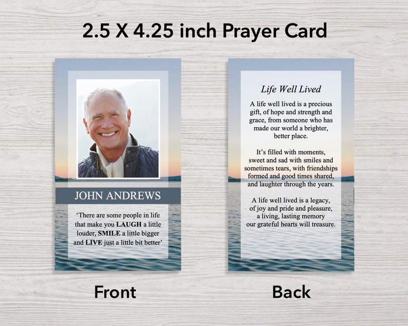 Ocean Funeral Prayer Cards Funeral Favor Celebration of Life Funeral Template Funeral Card 0050 image 2