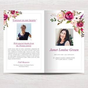 Funeral Program Template - Memorial Program | Obituary Template | Funeral Template | Memorial Service | Funeral Printables | 0160