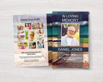 Baseball Funeral Program Template | Baseball Celebration of Life Program | Baseball Memorial Program | Baseball Obituary Template