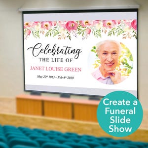 Pink Floral Funeral Slideshow Template | Funeral Template | Celebration of Life Decor | PowerPoint presentation | Obituary Template | 0131