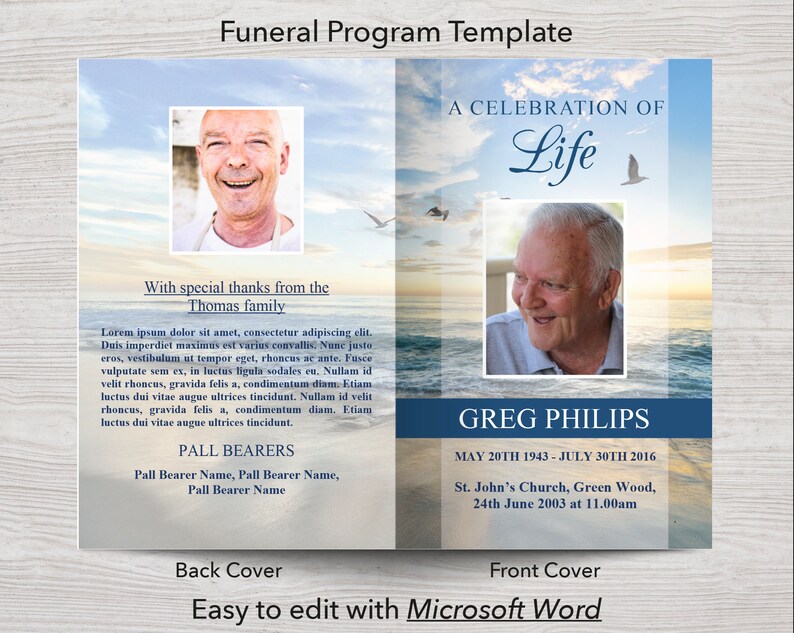 Funeral Bundle Funeral Program Template, Funeral Welcome Sign, Funeral Thank You & Invite, Funeral Slideshow included 0036 image 2