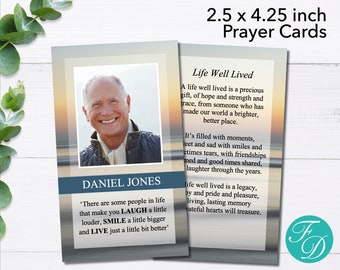 Ocean Funeral Prayer Card for Men | Funeral Favor | Funeral Template | Celebration of Life | Funeral Cards | Prayer Cards | 0002