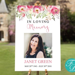 Pink Watercolor Funeral Welcome Sign | Celebration of Life Decorations | Funeral Poster | Large Funeral Sign | Memorial Sign | 0131