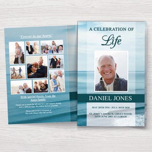 Ocean Funeral Program Template | Celebration of Life Program | Funeral Program | Obituary Template | Funeral Program Template Word | 0025