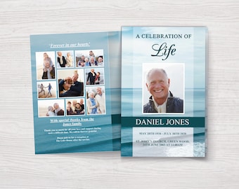 Ocean Funeral Program Template | Celebration of Life Program | Funeral Program | Obituary Template | Funeral Program Template Word | 0025