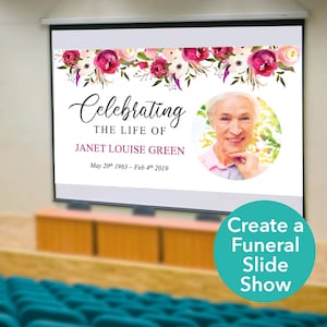 Pink Funeral Slideshow Template, Funeral Presentation, Memorial Ideas, Memorial PowerPoint Presentation, Funeral Video Slideshow, 0160