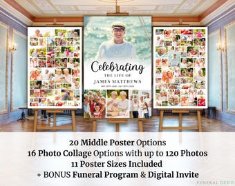 Canva Memorial Photo Boards, In Loving Memory Funeral Collage Set, Custom Funeral Memory Boards, Memorial Photos, Funeral Poster Set Bundle
