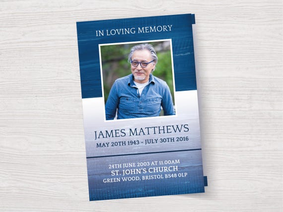 Funeral Program Template for Man | Obituary Template | Celebration of Life Program | Memorial Program | Funeral Program Template Word