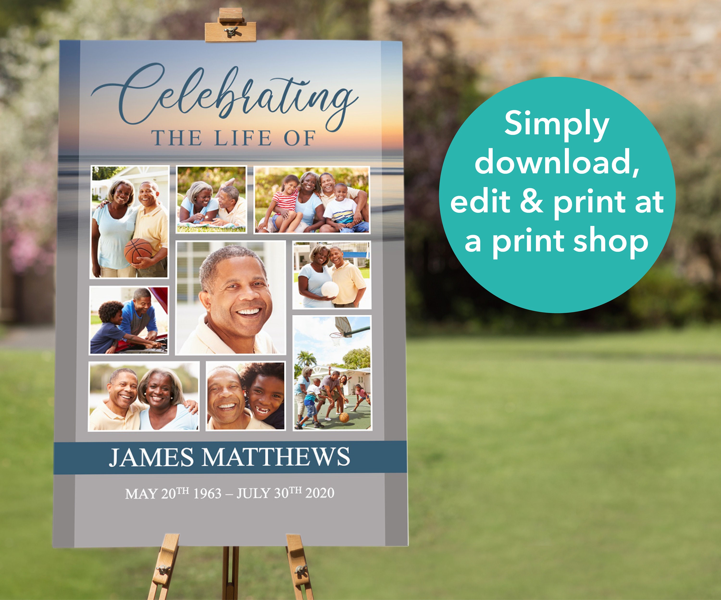 Funeral Photo Display Funeral Poster Celebration of Life Etsy Canada
