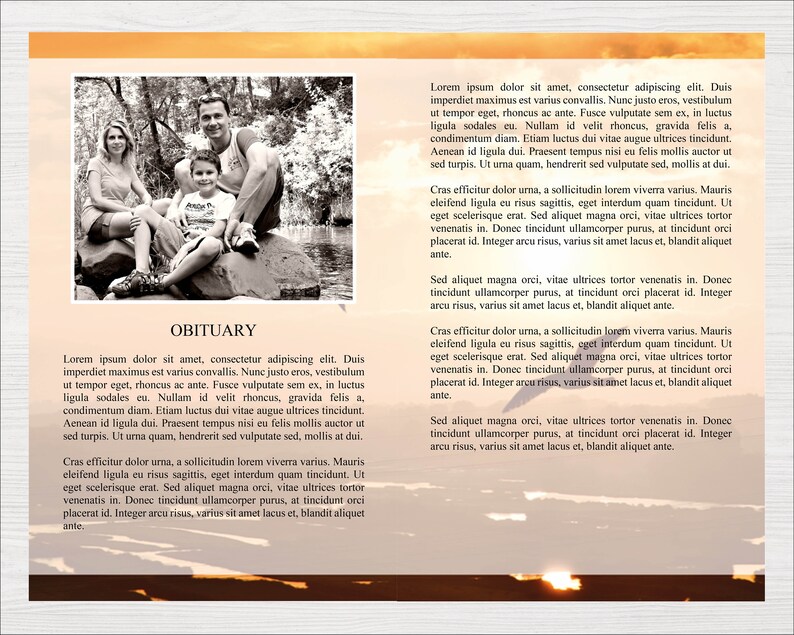 Sunset Funeral Program Template Funeral Printables 8 Page Sunset Program Memorial Programs Memorial Service Obituary Template