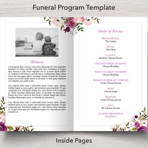 Ensemble pour les funérailles : modèle de programme d'obsèques, plaque de bienvenue, marque-page et diaporama PowerPoint inclus, ensemble de fleurs violettes pour service commémoratif | 0136 image 3