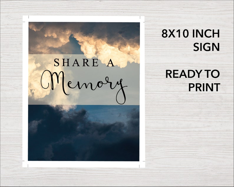 Share a Memory Sign & Cards Celebration of Life Memorial Etsy