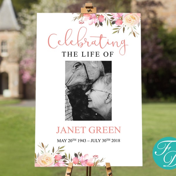 Celebration of Life Poster | Watercolor Funeral Welcome Sign | Celebration of Life Decorations | Memorial Poster | Funeral Sign | 0101