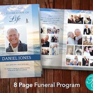 Funeral program template - 8 Page Beach Memorial Program | Funeral Template | Obituary Template | Celebration of Life  | 0036