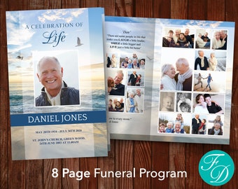 Funeral program template - 8 Page Beach Memorial Program | Funeral Template | Obituary Template | Celebration of Life  | 0036