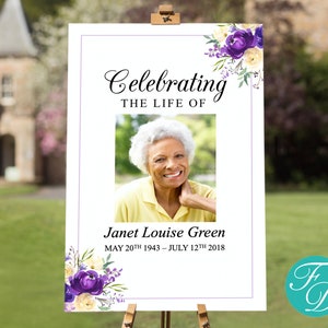 Floral Funeral Welcome Sign | Celebration of Life Poster | Funeral Poster | Funeral Sign | Memorial Poster | Funeral Memorial Sign | 0298