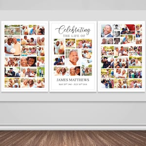 Minimalist Funeral Photo Collage Sign Set Templates, Funeral Welcome Sign Template, Celebration of Life, In Loving Memory, Memorial Poster