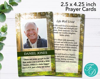 Forest Prayer Card for Men | Green Funeral Template | Green Funeral Favor | Funeral Keepsake | 0008