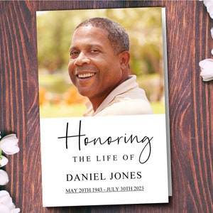Funeral Program Template with Editable Obituary Template and Order of Service | Minimalist Funeral Brochure for Celebration of Life | 9998