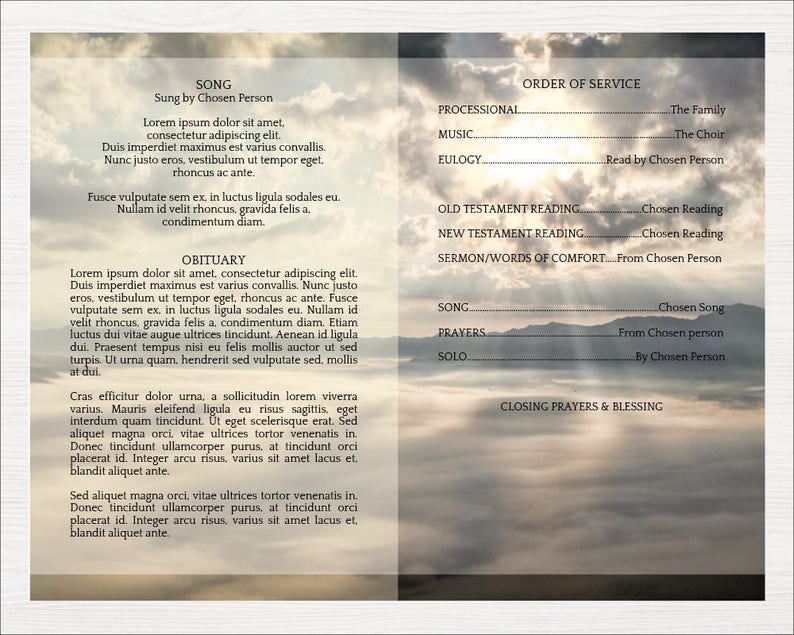 Celebration of Life Program plus Prayer Card Funeral Program Etsy