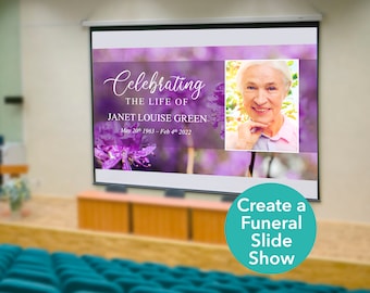 Purple Funeral Slideshow Template | Celebration of Life Slideshow Template | Celebration of Life Decorations | Funeral Template | 0171