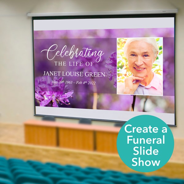 Purple Funeral Slideshow Template | Celebration of Life Slideshow Template | Celebration of Life Decorations | Funeral Template | 0171