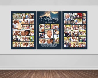 Feier des Lebens Poster | Beerdigung Foto Display für Mann | Beerdigung Poster | Beerdigung Foto-Collage | Gedenktafeln | Trauerbrett | 0001