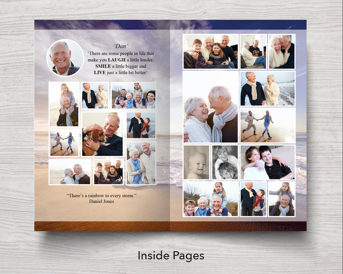 8 Page Funeral Program Template 8 Page Obituary Template Etsy UK
