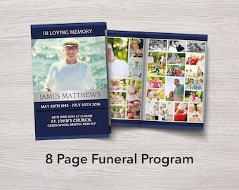 8 Page Funeral Program Template | 8 Page Obituary Template for Men | Funeral Program Template For Man | Loss of Husband, Brother, Son 0024