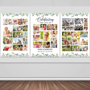 Celebration of Life Memorial Sign, Memorial Poster, Funeral Collage Sign, In Loving Memory Funeral Welcome Sign, Funeral Poster, Easel Sign