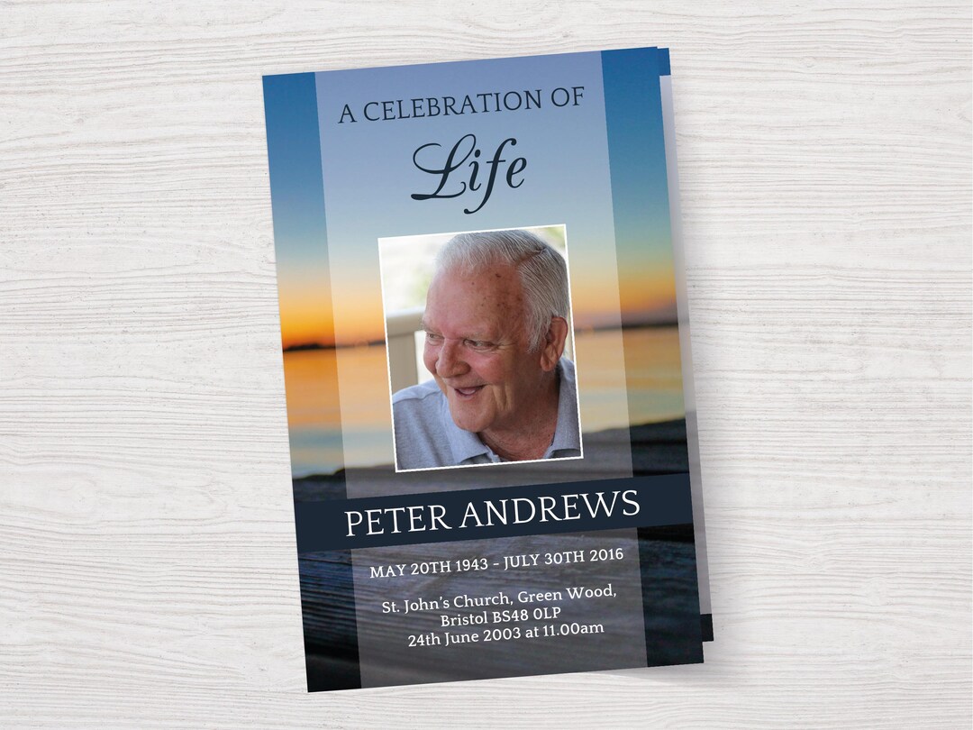 Funeral Program Template for Man | Celebration of Life Program for Men ...