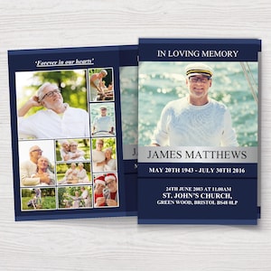 Classic Funeral Program Template for Men | Blue Obituary Template | Celebration of Life Program | Funeral Program for Man | 0024