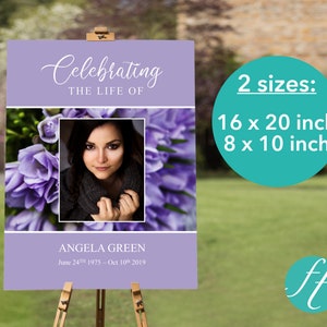 Purple Funeral Poster | Purple Funeral Welcome Sign | Funeral Sign | Memorial Sign | Memorial Poster | Celebration of Life Poster | 0120