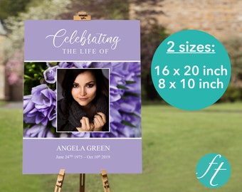 Purple Funeral Poster | Purple Funeral Welcome Sign | Funeral Sign | Memorial Sign | Memorial Poster | Celebration of Life Poster | 0120