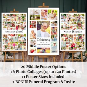 Custom Funeral Memory Boards, Memorial Photos, Funeral Poster Set Bundle, Canva Memorial Photo Boards, In Loving Memory Funeral Collage Set