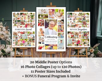 Custom Funeral Memory Boards, Memorial Photos, Funeral Poster Set Bundle, Canva Memorial Photo Boards, In Loving Memory Funeral Collage Set